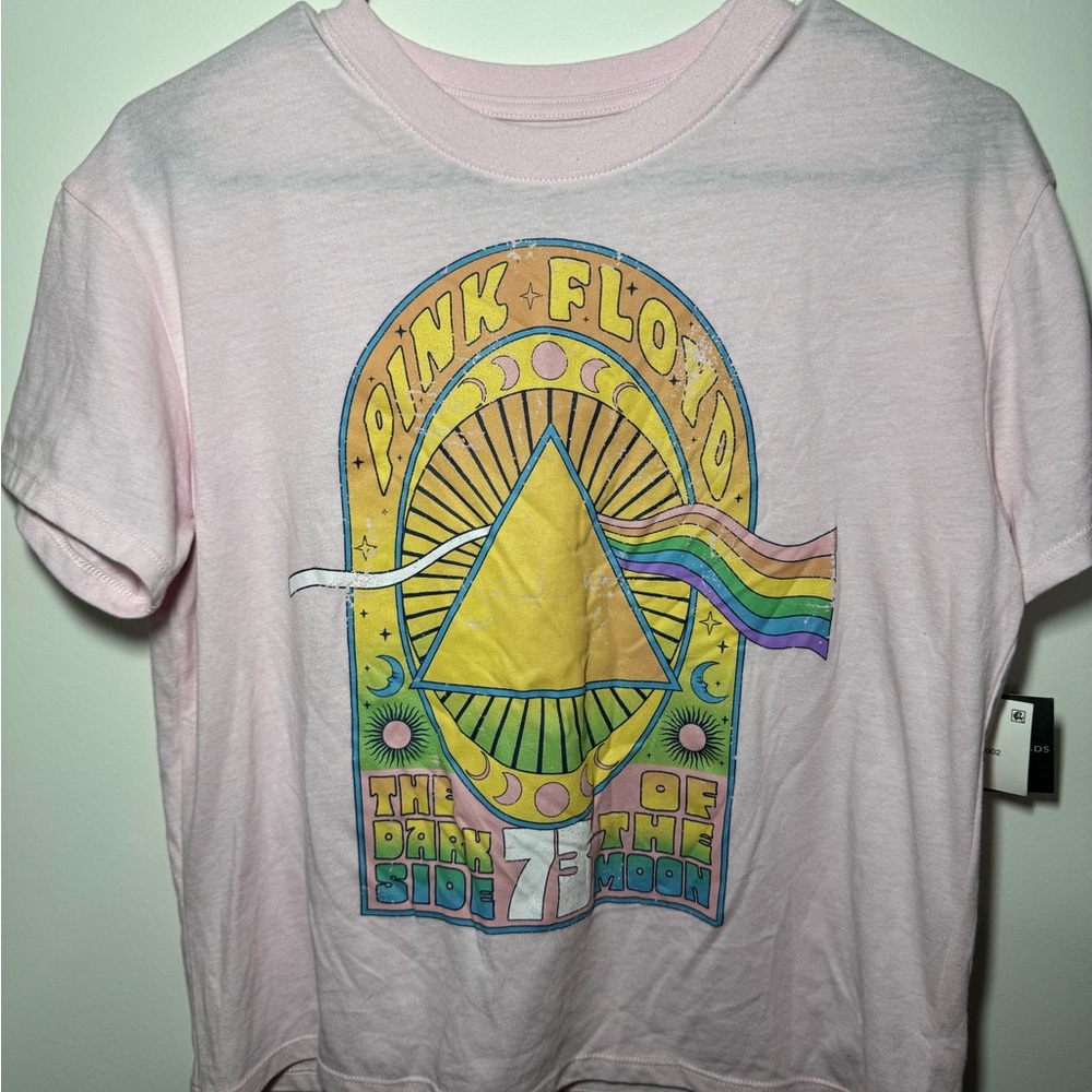 NWT Kids Pink Floyd Rick Band Baby Pink Graphic T-Shirt Girls Size XL (16)